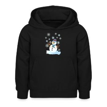 Schneemann und Schneeflocken coole Weihnachten - Kinder Hoodie - Schwarz - Vorne - AI Model Kid Female (0cm)