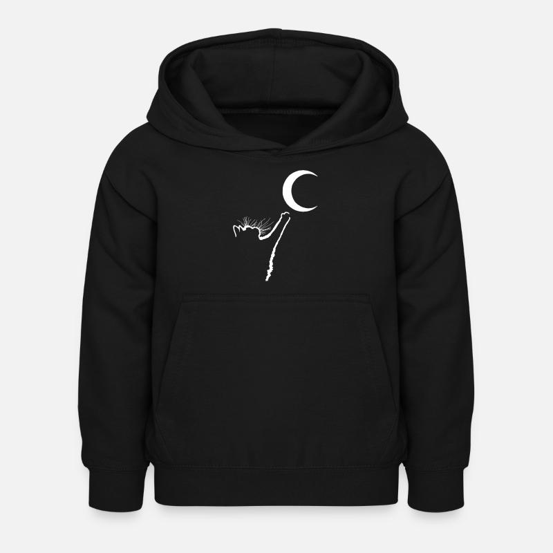 Le chat et la lune - Sweat à capuche Enfant - noir