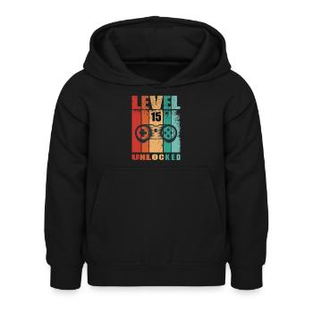 Level unlocked - Geburtstag - Kinder Hoodie - Schwarz - Vorne - AI Model Kid Female (0cm)