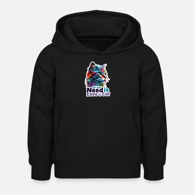 Tout ce dont vous avez besoin, c’est love&cat - Sweat à capuche Enfant - noir