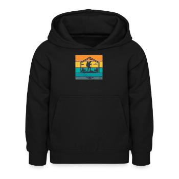 Wandern retro - Kinder Hoodie - Schwarz - Vorne - AI Model Kid Female (0cm)