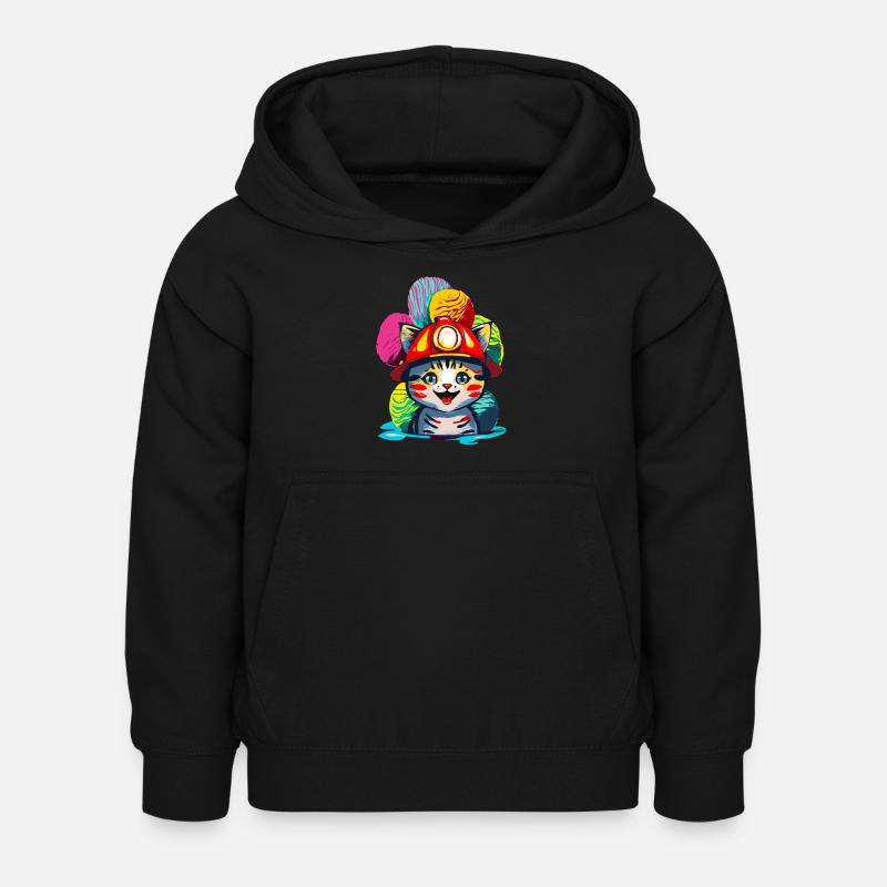 Chat pompier - Sweat à capuche Enfant - noir
