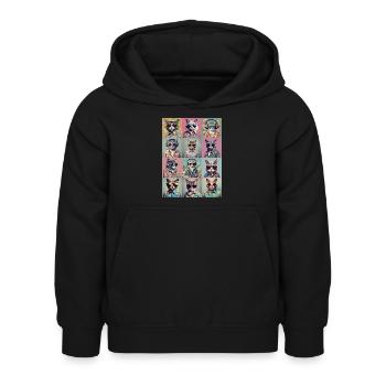 Chats cool - Sweat à capuche Enfant - noir - Devant - AI Model Kid Female (0cm)