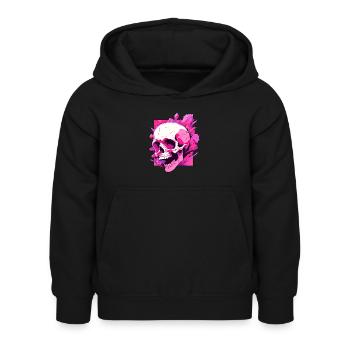 crâne rose - Sweat à capuche Enfant - noir - Devant - AI Model Kid Female (0cm)