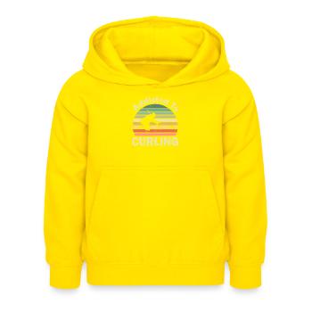 Curling - Kinder Hoodie - Gelb - Vorne - AI Model Kid Female (0cm)