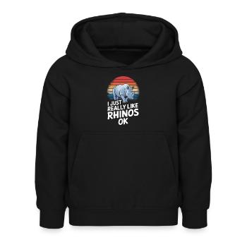 Rhinocéros Rhinocéros - Sweat à capuche Enfant - noir - Devant - AI Model Kid Female (0cm)