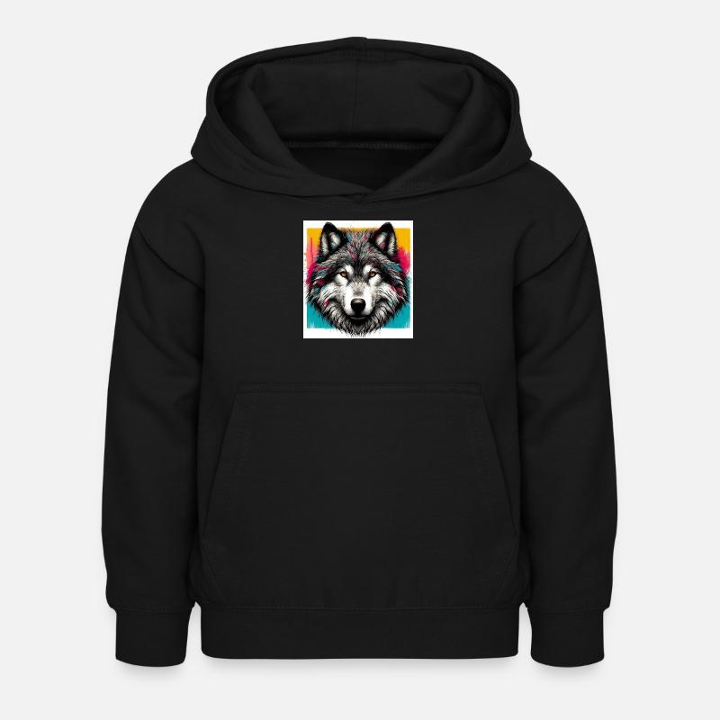 Wolf - Kinder Hoodie - Schwarz