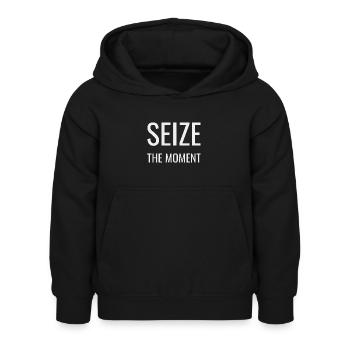 Saisissez l’instant présent - Sweat à capuche Enfant - noir - Devant - AI Model Kid Female (0cm)