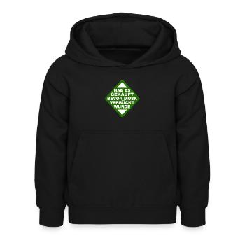 Hab es gekauft bevor Musk verrückt wurde Sticker - Kinder Hoodie - Schwarz - Vorne - AI Model Kid Female (0cm)