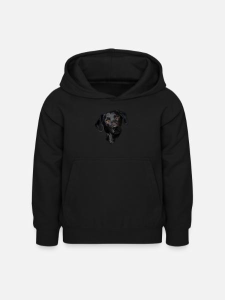 Schwarzes Labrador-Hundegesicht - Kinder Hoodie - Schwarz