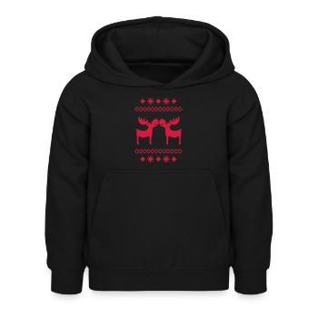 Elch Rentier Hirsch Weihnachten Norweger Muster - Kinder Hoodie - Schwarz - Vorne - AI Model Kid Female (0cm)
