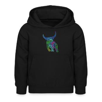 Stier - Sternzeichen Stier - Ich bin Stier - Bulle - Kinder Hoodie - Schwarz - Vorne - AI Model Kid Female (0cm)