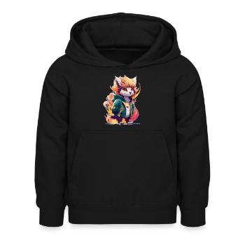 Griffon mignon et élégant - Sweat à capuche Enfant - noir - Devant - AI Model Kid Female (0cm)