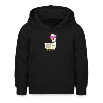Lama,alpaka, Illustration, Comic, sonnenbrille - Kinder Hoodie - Schwarz - Vorne - AI Model Kid Female (0cm)