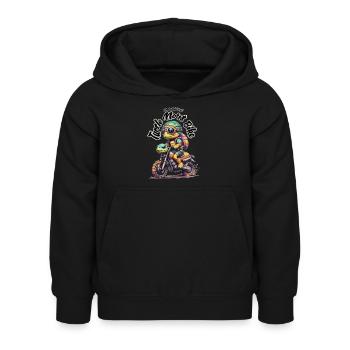 Tortue motarde - 2 - Sweat à capuche Enfant - noir - Devant - AI Model Kid Female (0cm)