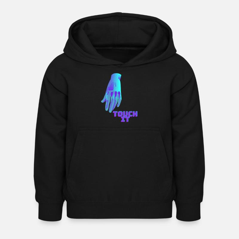 Touch It - Main Bleue - Sweat à capuche Enfant - noir