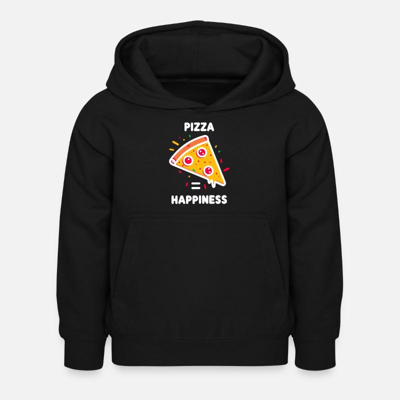 Pizza = Bonheur - Sweat à capuche Enfant - noir