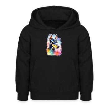 Dobermann Dobermann Hund Dobermann - Kinder Hoodie - Schwarz - Vorne - AI Model Kid Female (0cm)