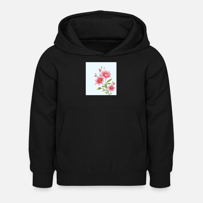 Fleur - Sweat à capuche Enfant - noir