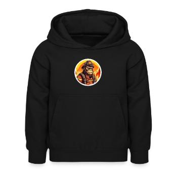Feuerwehr Affe - Kinder Hoodie - Schwarz - Vorne - AI Model Kid Female (0cm)