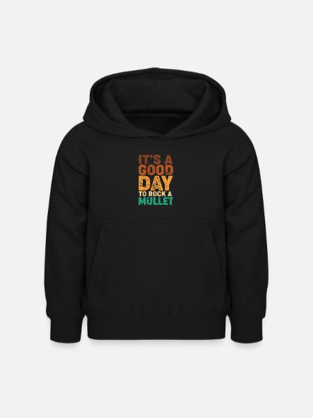 Vokuhila Haarschnitt Mullet - Kinder Hoodie - Schwarz
