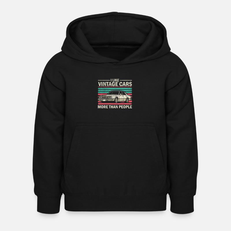 Ich mag Oldtimer mehr als Menschen Lustiger Oldtimer - Kinder Hoodie - Schwarz