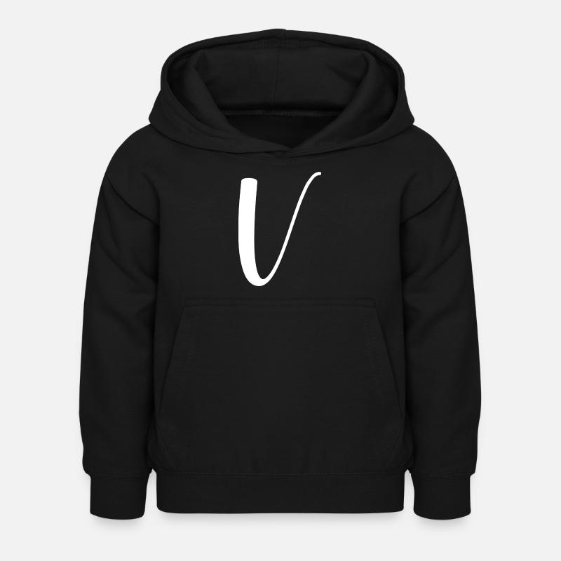 Calligraphy, initial V - Kids Hoodie - black