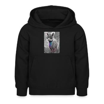 Schwarz-weißes Lama mit Brille - Kinder Hoodie - Schwarz - Vorne - AI Model Kid Female (0cm)