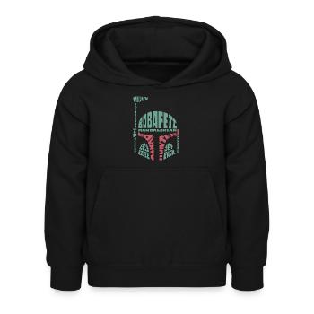 Star Wars: Mandalorian Helm Aus Schriftzügen - Kinder Hoodie - Schwarz - Vorne - AI Model Kid Female (0cm)