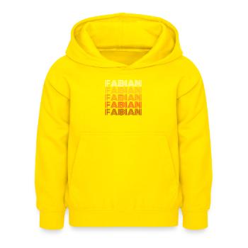 Fabien - Sweat à capuche Enfant - jaune - Devant - AI Model Kid Female (0cm)