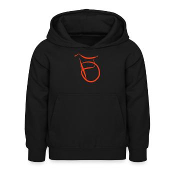 Orange B sur pull noir - Sweat à capuche Enfant - noir - Devant - AI Model Kid Female (0cm)