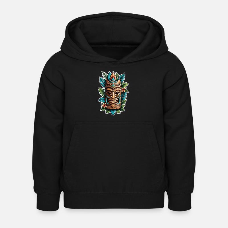 Tiki Beach - Polynesien Statue - Kinder Hoodie - Schwarz