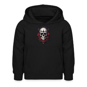 Skull - Kinder Hoodie - Schwarz - Vorne - AI Model Kid Female (0cm)