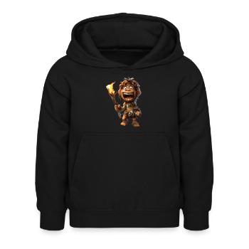 Caveman #lovely toons - Kids Hoodie - black - Front - AI Model Kid Female (0cm)