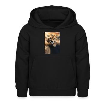 Sprintender Gepard - Kinder Hoodie - Schwarz - Vorne - AI Model Kid Female (0cm)