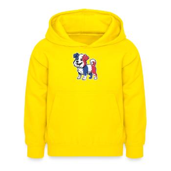 Chien aux couleurs du drapeau français 2026 - Sweat à capuche Enfant - jaune - Devant - AI Model Kid Female (0cm)
