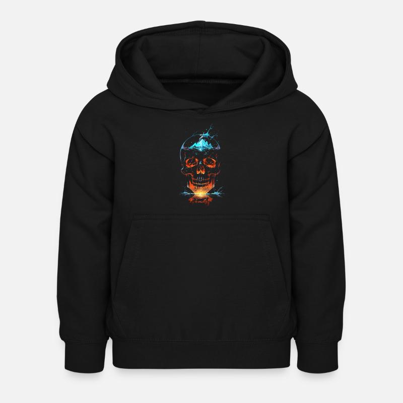 Crâne de Feu et Glace Éclatant - Sweat à capuche Enfant - noir