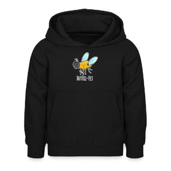 Butter-Fly - Butter Fliege Flachwitz - Kinder Hoodie - Schwarz - Vorne - AI Model Kid Female (0cm)