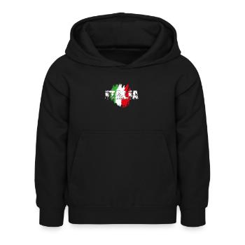 italia_blanc - Kids Hoodie - black - Front - AI Model Kid Female (0cm)