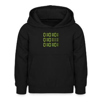 MOM - en binaire - Sweat à capuche Enfant - noir - Devant - AI Model Kid Female (0cm)