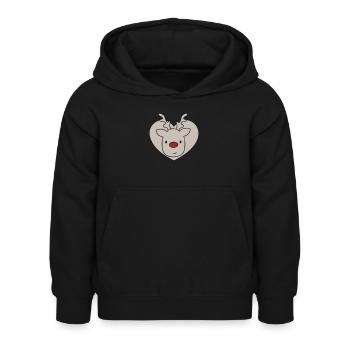 Renne Rudolf - Sweat à capuche Enfant - noir - Devant - AI Model Kid Female (0cm)