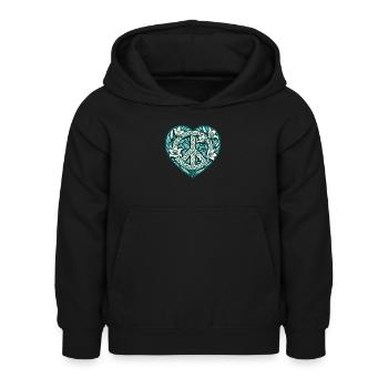 Signe de paix - Sweat à capuche Enfant - noir - Devant - AI Model Kid Female (0cm)