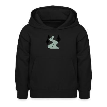Straße Bäume Weg - Kinder Hoodie - Schwarz - Vorne - AI Model Kid Female (0cm)