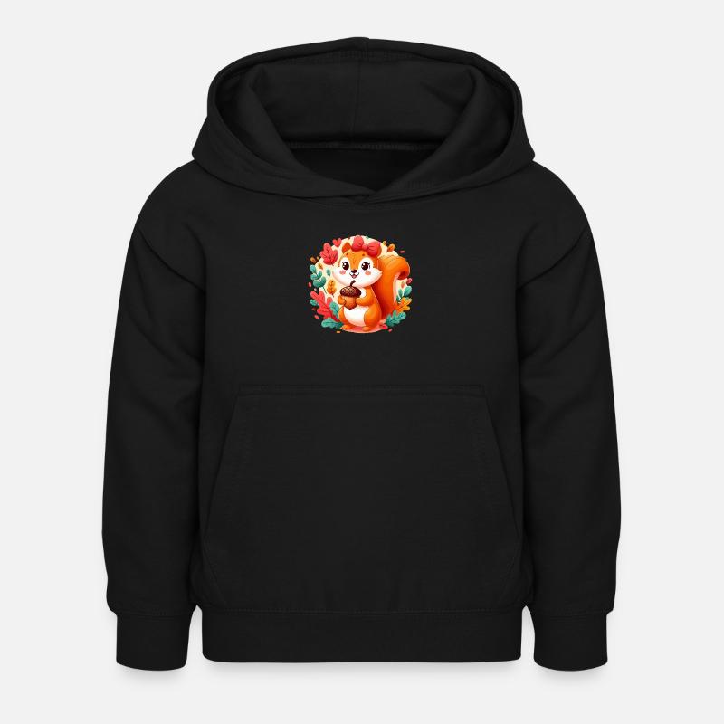 Écureuil mignon avec gland - Sweat à capuche Enfant - noir