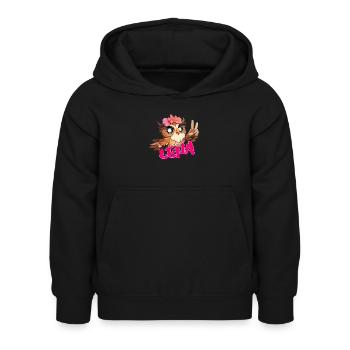 LENA - Beautiful girl name with cute OWL - Kids Hoodie - black - Front - AI Model Kid Female (0cm)