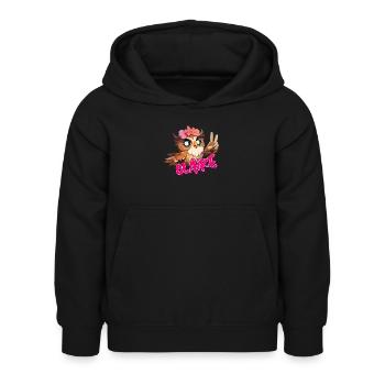 CLAIRE - Beau nom de fille avec hibou mignon - Sweat à capuche Enfant - noir - Devant - AI Model Kid Female (0cm)