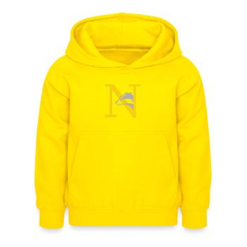 letter N - Kids Hoodie - yellow - Front - AI Model Kid Female (0cm)