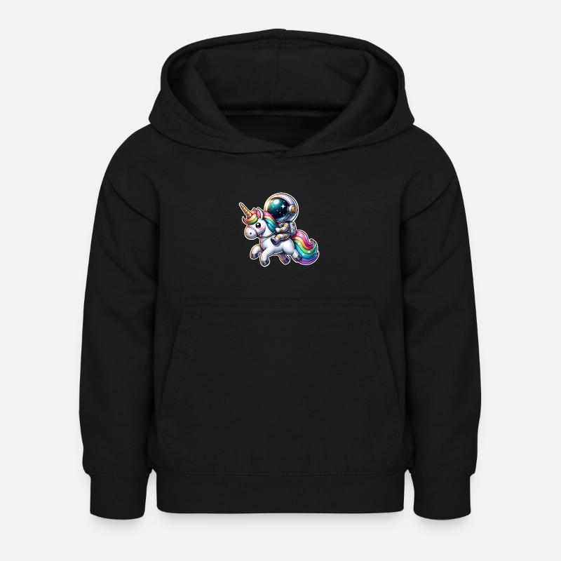 Astronaut reitet auf einem Einhorn - Kinder Hoodie - Schwarz