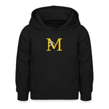 lettre M - Sweat à capuche Enfant - noir - Devant - AI Model Kid Female (0cm)