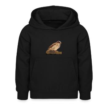 Moineau - Sweat à capuche Enfant - noir - Devant - AI Model Kid Female (0cm)